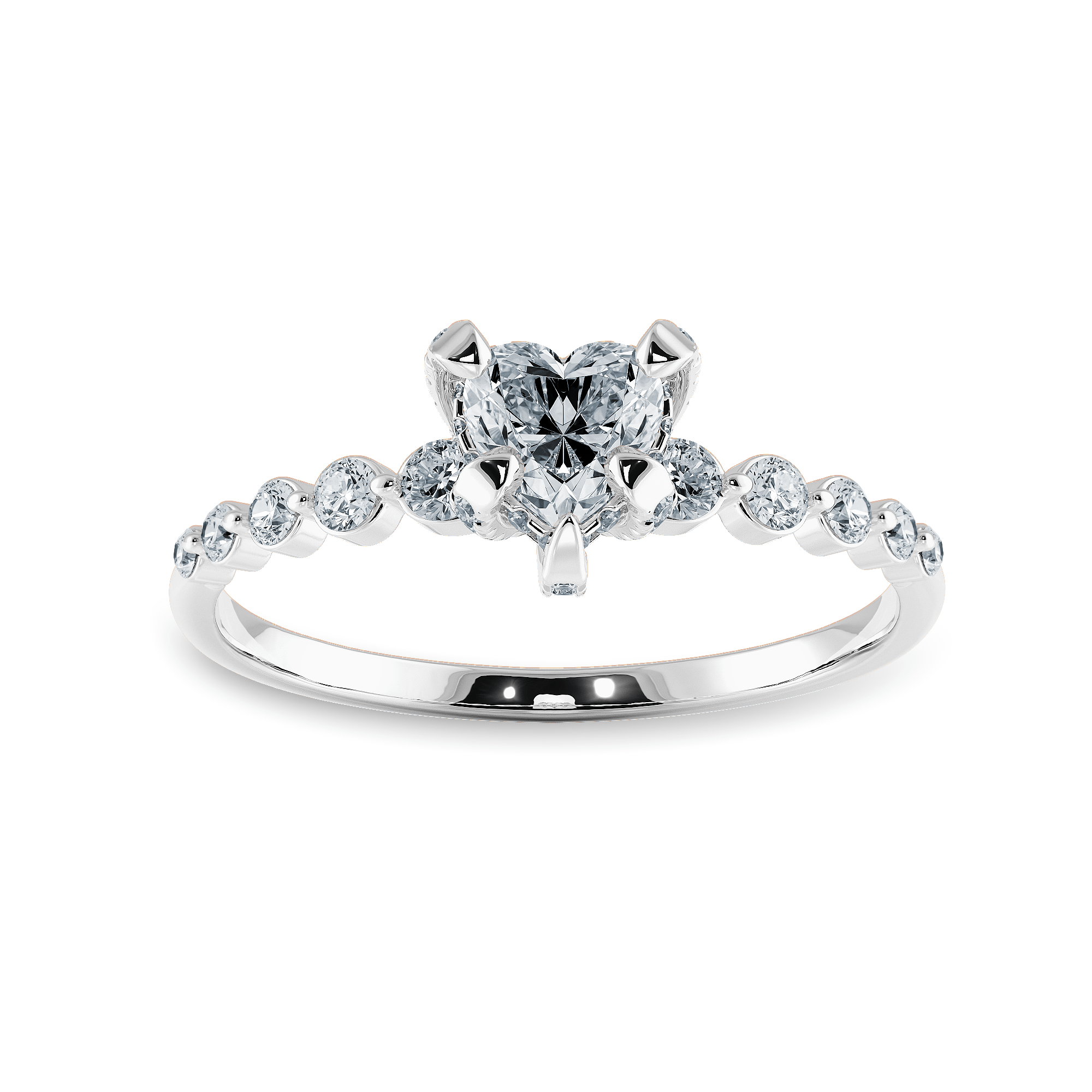 Jewelove™ Rings I VS / Women's Band only 0.30cts Heart Cut Solitaire Halo Diamond Accents Platinum Ring JL PT 2007