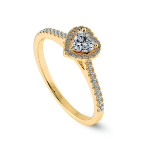 Jewelove™ Rings Women's Band only / VS I 0.30cts. Heart Cut Solitaire Halo Diamond Shank 18K Yellow Gold Ring JL AU 1198Y