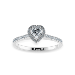 Jewelove™ Rings I VS / Women's Band only 0.30cts Heart Cut Solitaire Halo Diamond Shank Platinum Ring JL PT 1198