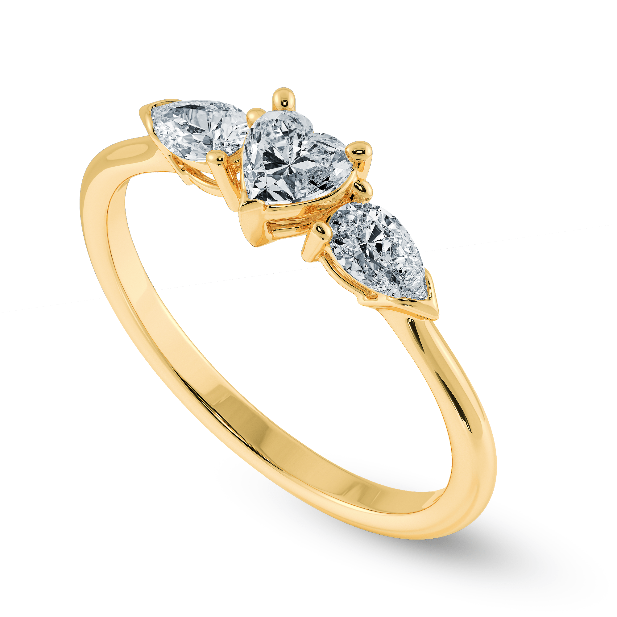 Jewelove™ Rings Women's Band only / VS I 0.30cts. Heart Cut Solitaire with Pear Cut Diamond Accents 18K Yellow Gold Ring JL AU 1205Y