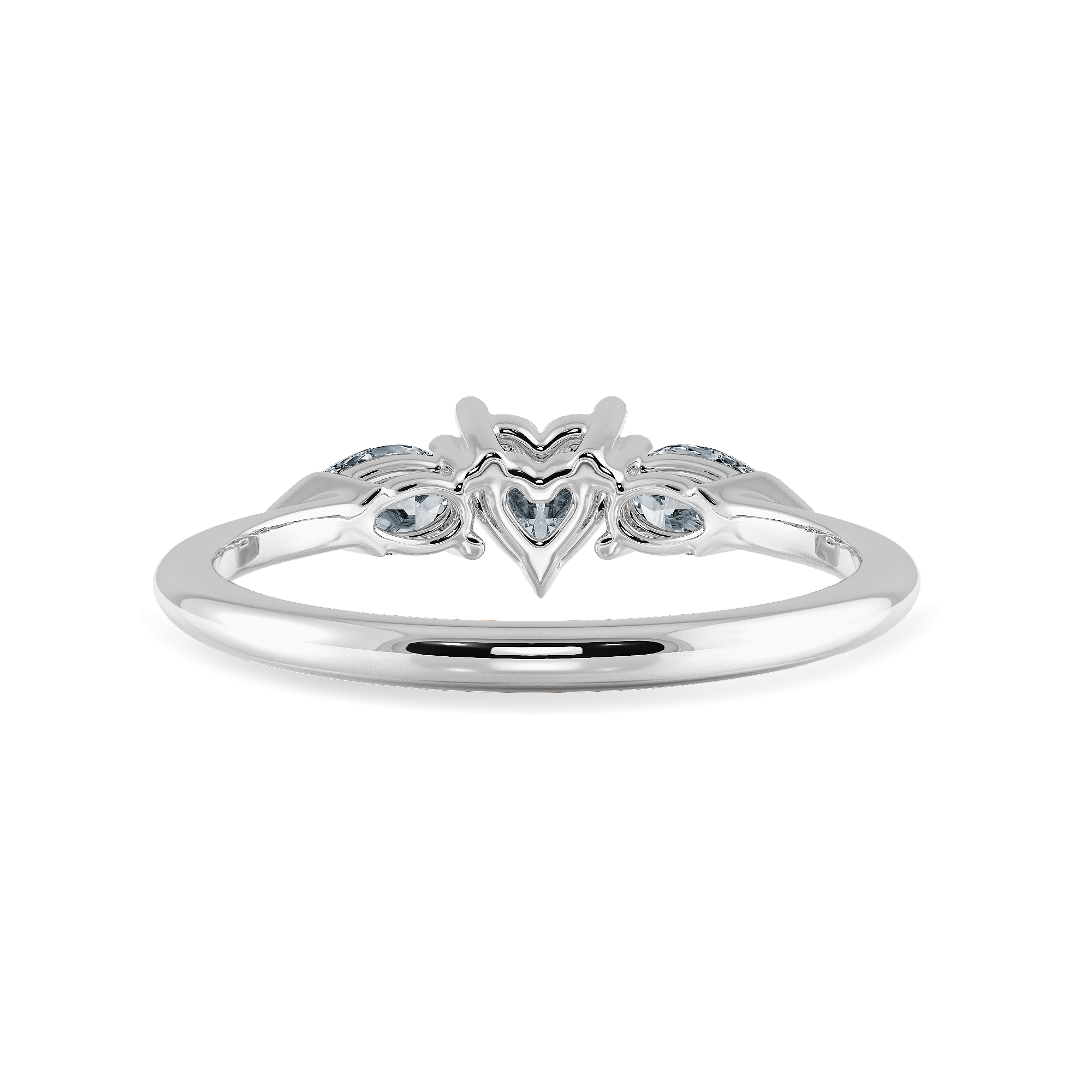 Jewelove™ Rings I VS / Women's Band only 0.30cts Heart Cut Solitaire with Pear Cut Diamond Accents Platinum Ring JL PT 1205