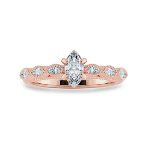 Jewelove™ Rings Women's Band only / VS I 0.30cts. Marquise Cut Solitaire Diamond Accents 18K Rose Gold Ring JL AU 2019R