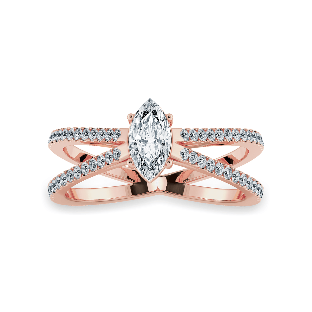 Jewelove™ Rings Women's Band only / VS I 0.30cts. Marquise Cut Solitaire Diamond Split Shank 18K Rose Gold Ring JL AU 1176R