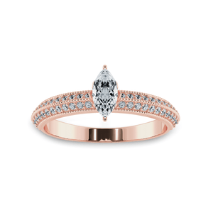 Jewelove™ Rings Women's Band only / VS I 0.30cts. Marquise Cut Solitaire Diamond Split Shank 18K Rose Gold Ring JL AU 1192R