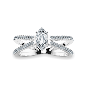 Jewelove™ Rings I VS / Women's Band only 0.30cts Marquise Cut Solitaire Diamond Split Shank Platinum Ring JL PT 1176