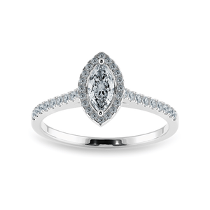 Jewelove™ Rings I VS / Women's Band only 0.30cts Marquise Cut Solitaire Halo Diamond Shank Platinum Ring JL PT 1201