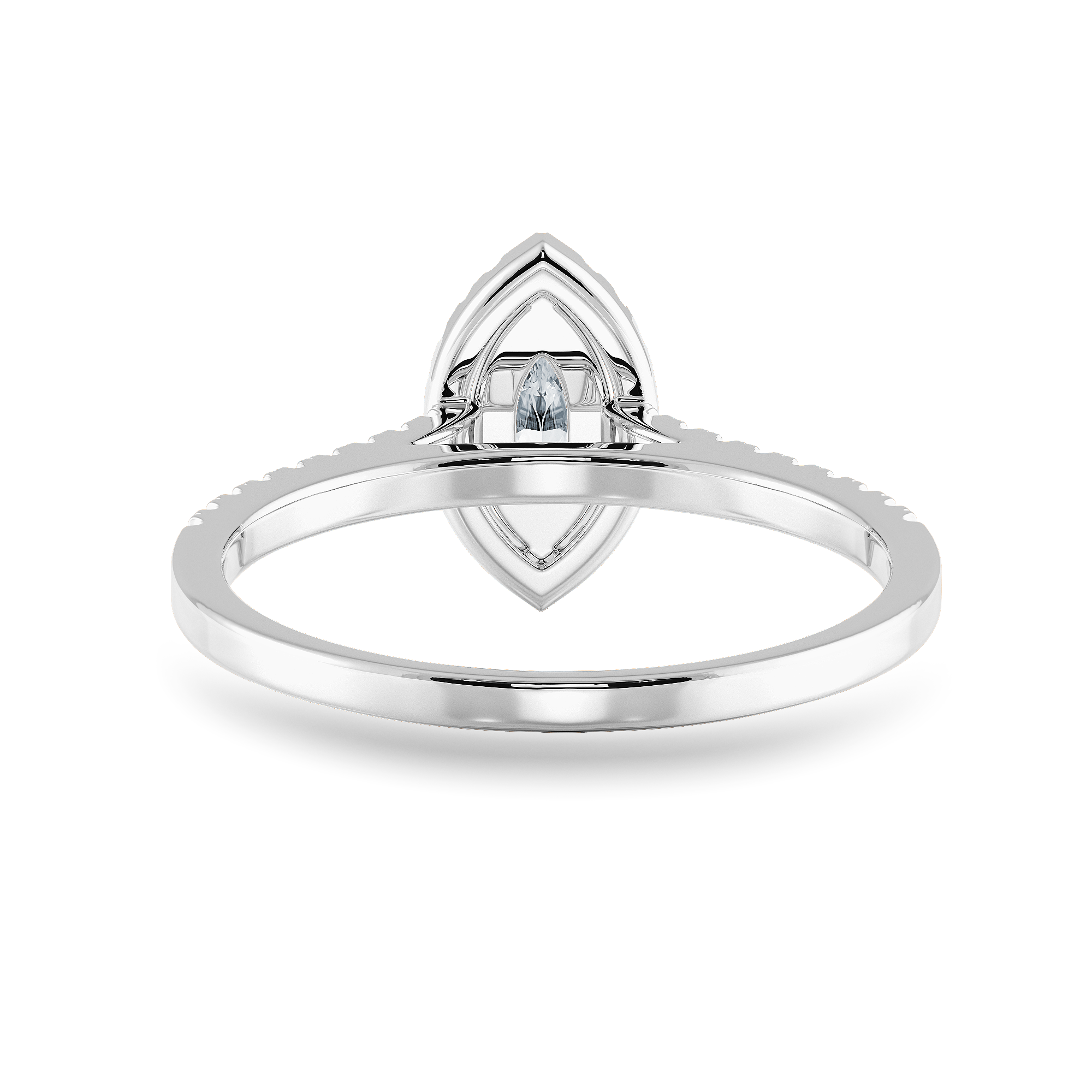 Jewelove™ Rings I VS / Women's Band only 0.30cts Marquise Cut Solitaire Halo Diamond Shank Platinum Ring JL PT 1201