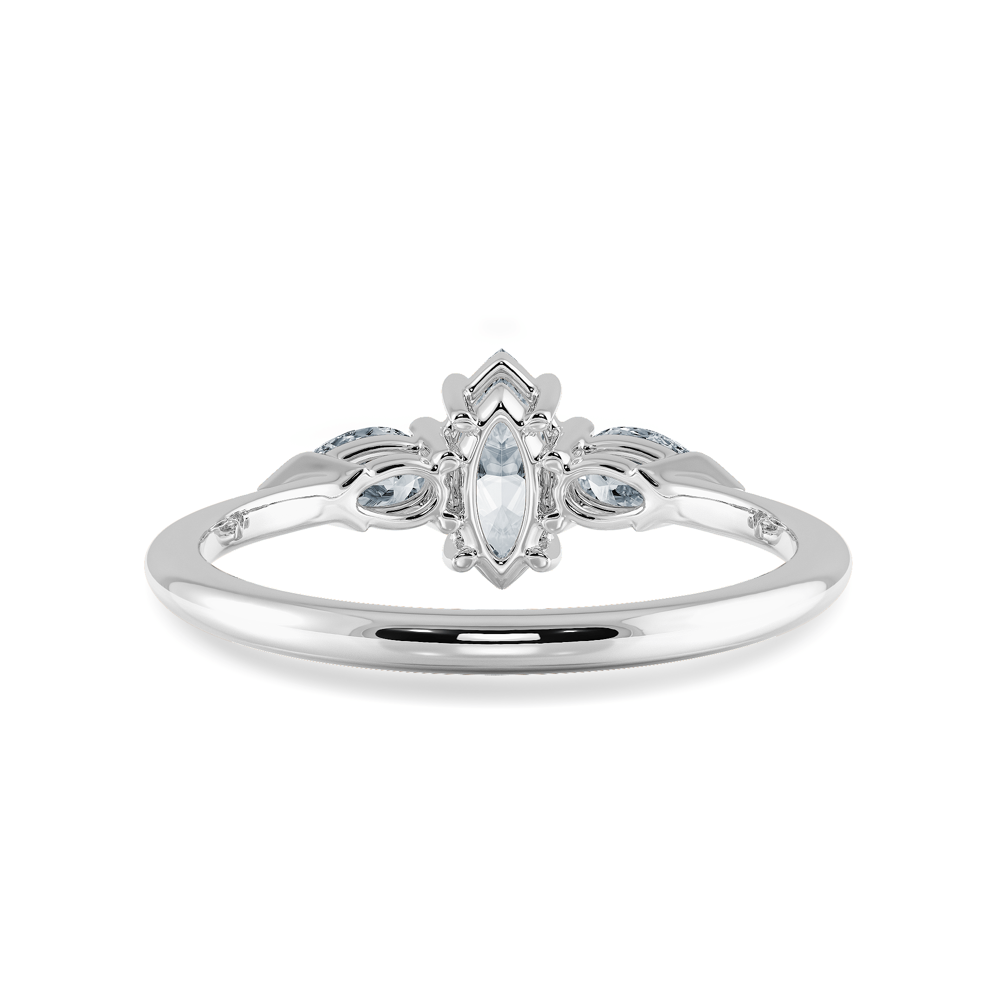 Jewelove™ Rings I VS / Women's Band only 0.30cts Marquise Cut Solitaire with Pear Cut Diamond Accents Platinum Ring JL PT 1208