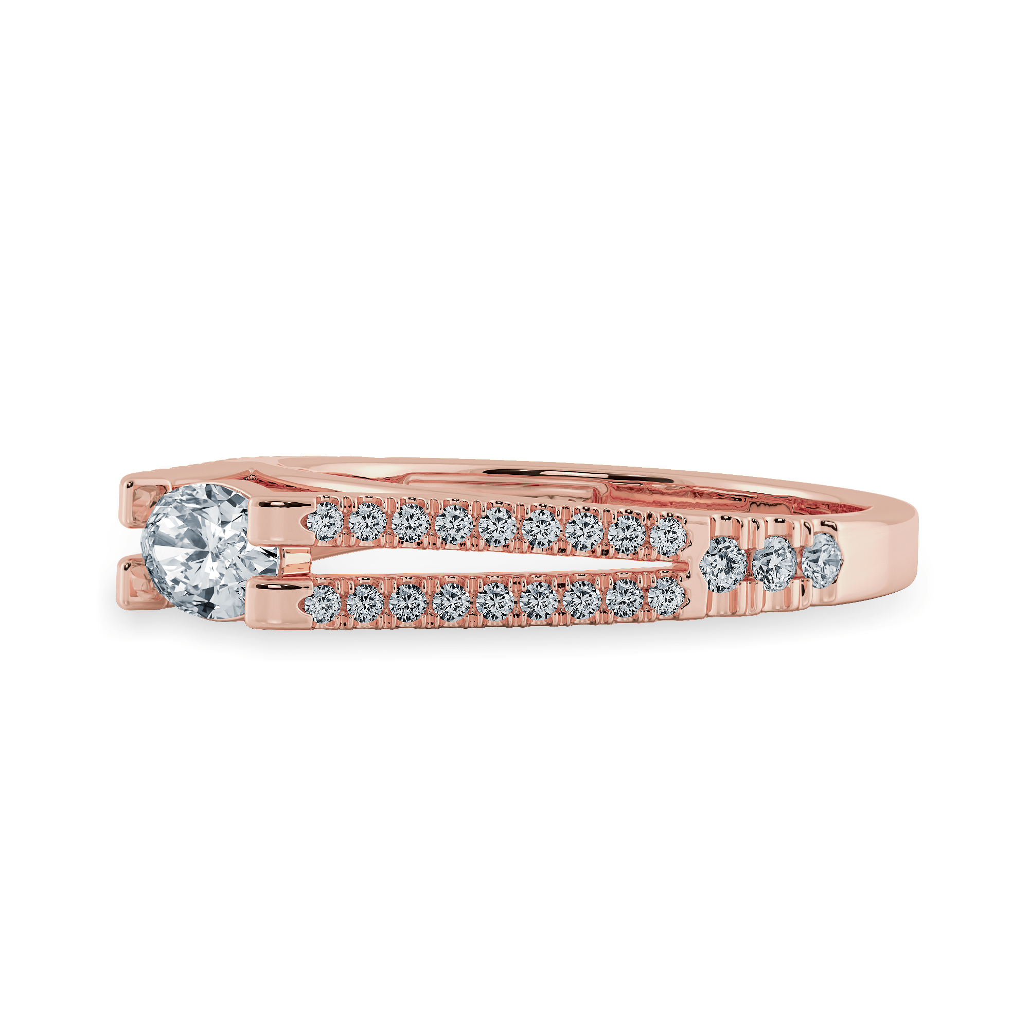 Jewelove™ Rings Women's Band only / VS I 0.30cts. Oval Cut Solitaire Diamond Split Shank 18K Rose Gold Ring JL AU 1182R