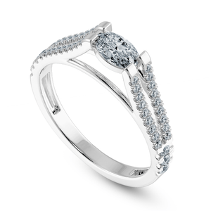 Jewelove™ Rings I VS / Women's Band only 0.30cts Oval Cut Solitaire Diamond Split Shank Platinum Ring JL PT 1182