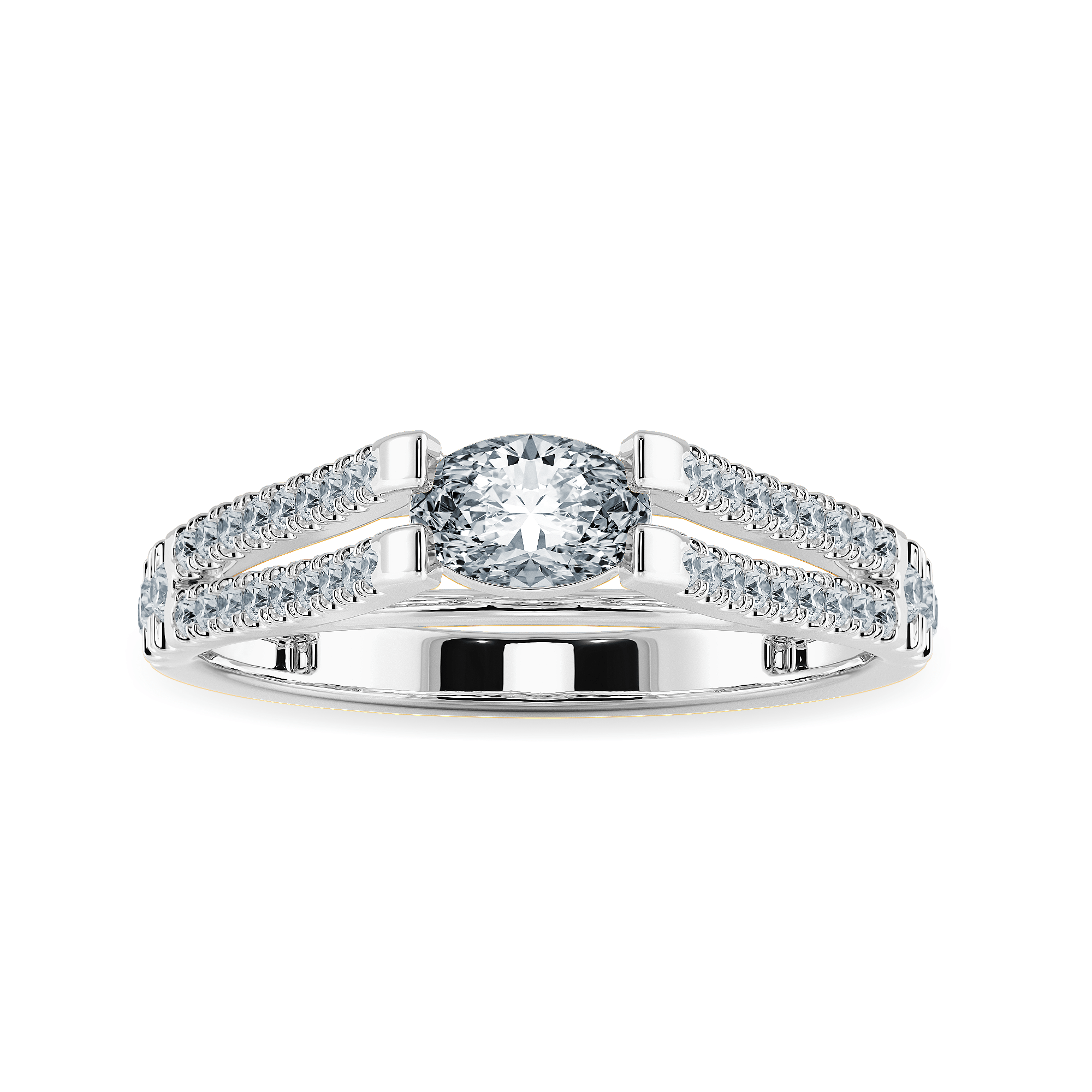 Jewelove™ Rings I VS / Women's Band only 0.30cts Oval Cut Solitaire Diamond Split Shank Platinum Ring JL PT 1182