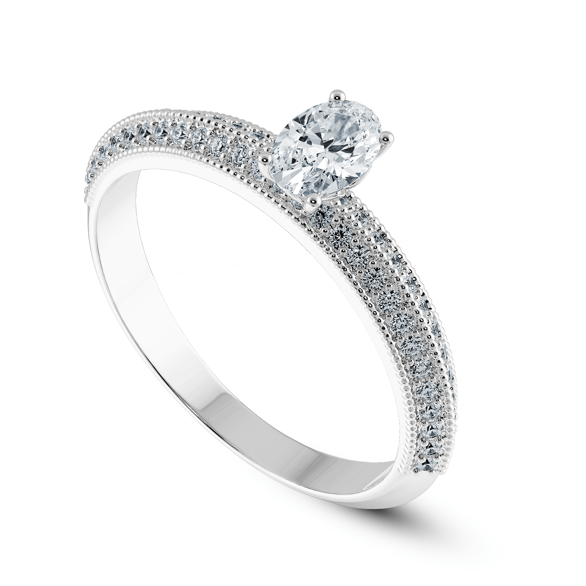 Jewelove™ Rings I VS / Women's Band only 0.30cts Oval Cut Solitaire Diamond Split Shank Platinum Ring JL PT 1190