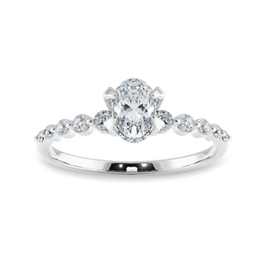 Jewelove™ Rings I VS / Women's Band only 0.30cts Oval Cut Solitaire Halo Diamond Accents Platinum Ring JL PT 2008