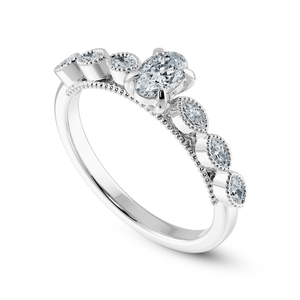 Jewelove™ Rings I VS / Women's Band only 0.30cts Oval Cut Solitaire with Marquise Cut Diamond Accents Platinum Ring JL PT 2017