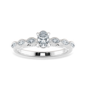 Jewelove™ Rings I VS / Women's Band only 0.30cts Oval Cut Solitaire with Marquise Cut Diamond Accents Platinum Ring JL PT 2017