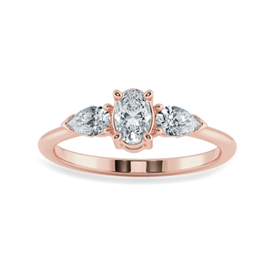 Jewelove™ Rings Women's Band only / VS I 0.30cts. Oval Cut Solitaire with Pear Cut Diamond Accents 18K Rose Gold Ring JL AU 1206R