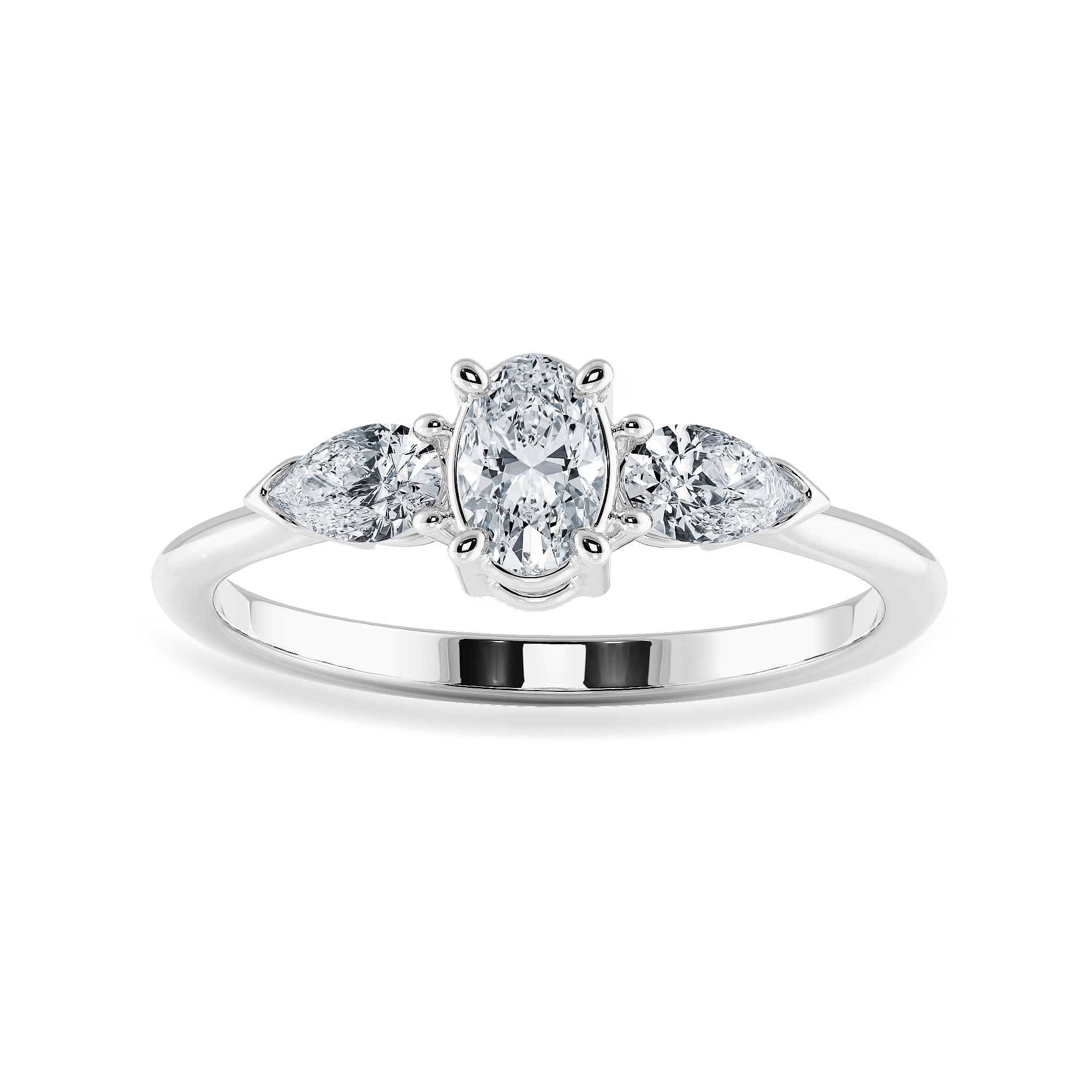 Jewelove™ Rings I VS / Women's Band only 0.30cts Oval Cut Solitaire with Pear Diamond Accents Platinum Ring JL PT 1206