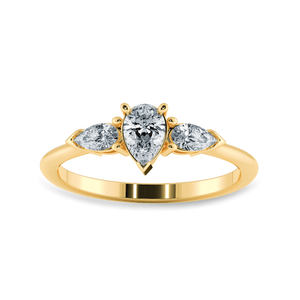 Jewelove™ Rings Women's Band only / VS I 0.30cts. Pear Cut Solitaire Diamond Accents 18K Yellow Gold Ring JL AU 1207Y