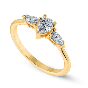 Jewelove™ Rings Women's Band only / VS I 0.30cts. Pear Cut Solitaire Diamond Accents 18K Yellow Gold Ring JL AU 1207Y