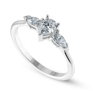 Jewelove™ Rings I VS / Women's Band only 0.30cts Pear Cut Solitaire Diamond Accents Platinum Ring JL PT 1207