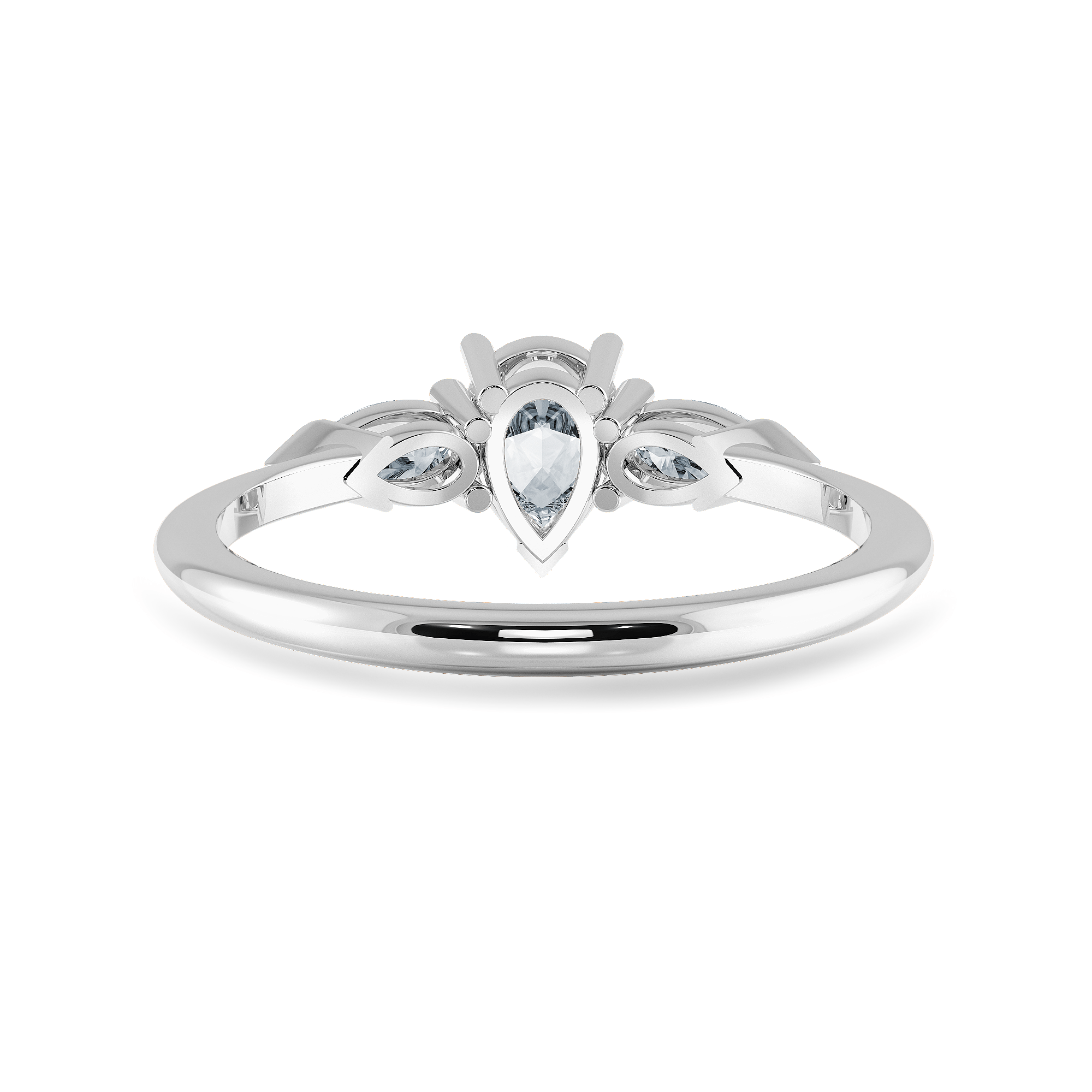 Jewelove™ Rings I VS / Women's Band only 0.30cts Pear Cut Solitaire Diamond Accents Platinum Ring JL PT 1207