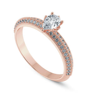 Jewelove™ Rings Women's Band only / VS I 0.30cts. Pear Cut Solitaire Diamond Split Shank 18K Rose Gold Ring JL AU 1191R