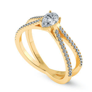 Jewelove™ Rings Women's Band only / VS I 0.30cts. Pear Cut Solitaire Diamond Split Shank 18K Yellow Gold Ring JL AU 1175Y