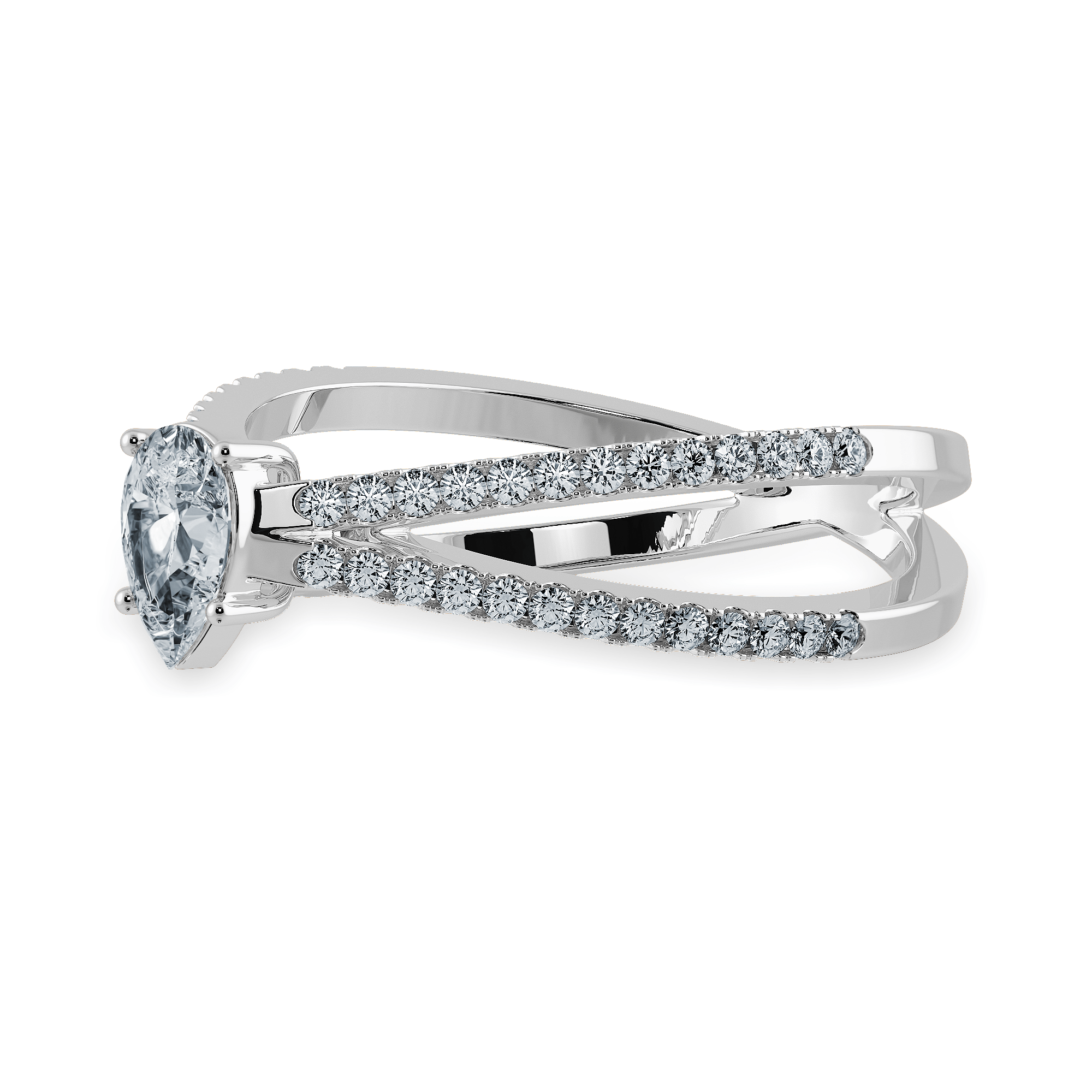 Jewelove™ Rings I VS / Women's Band only 0.30cts Pear Cut Solitaire Diamond Split Shank Platinum Ring JL PT 1175