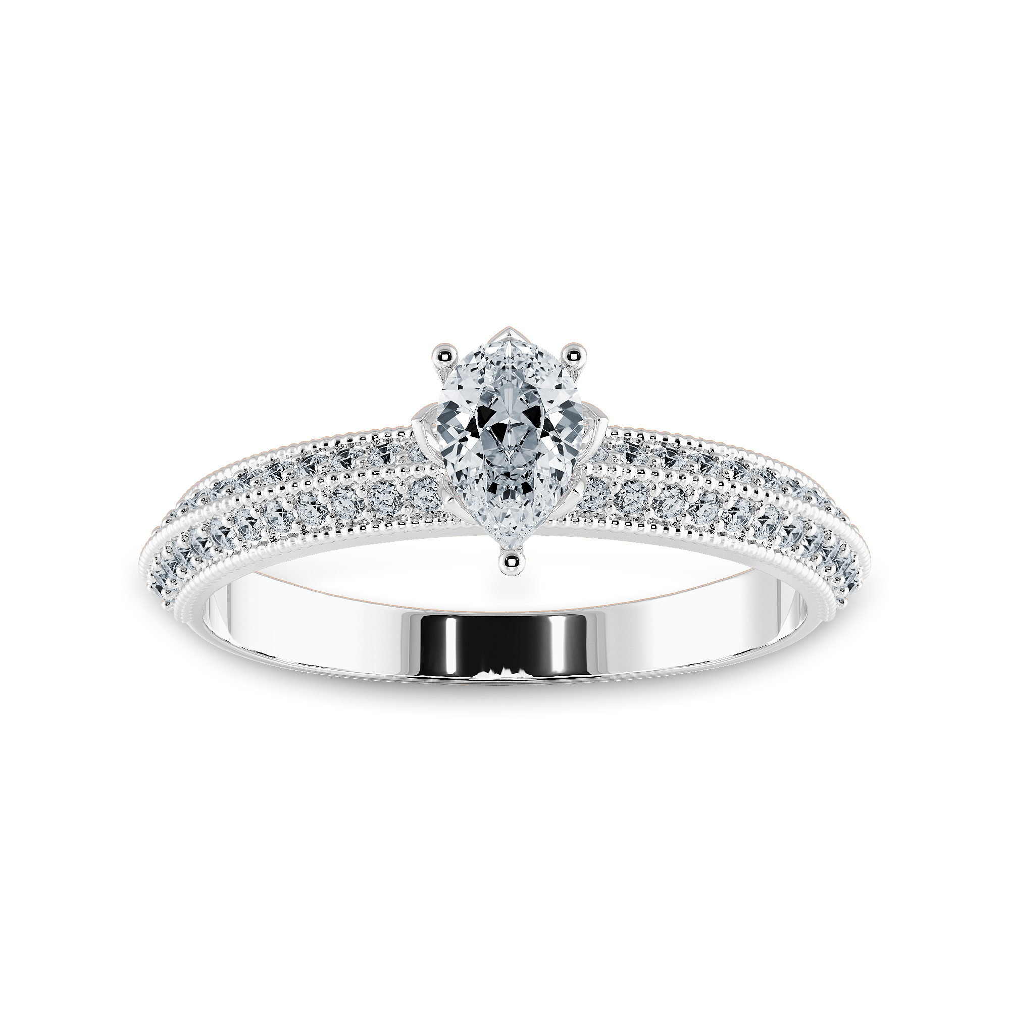 Jewelove™ Rings I VS / Women's Band only 0.30cts Pear Cut Solitaire Diamond Split Shank Platinum Ring JL PT 1191