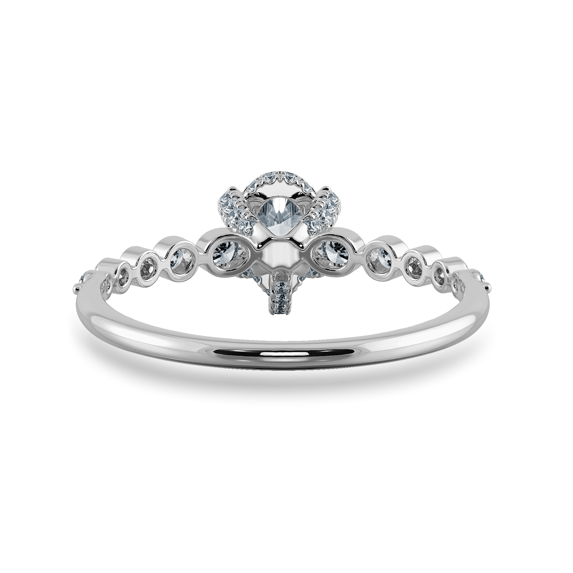 Jewelove™ Rings I VS / Women's Band only 0.30cts Pear Cut Solitaire Halo Diamond Accents Platinum Ring JL PT 2009