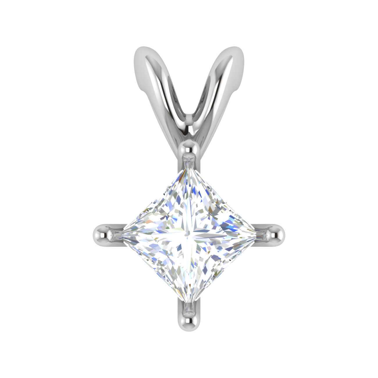 Jewelove™ Pendants 0.30cts. Platinum Princess Cut Solitaire Pendant for Women JL PT P SP PR 103