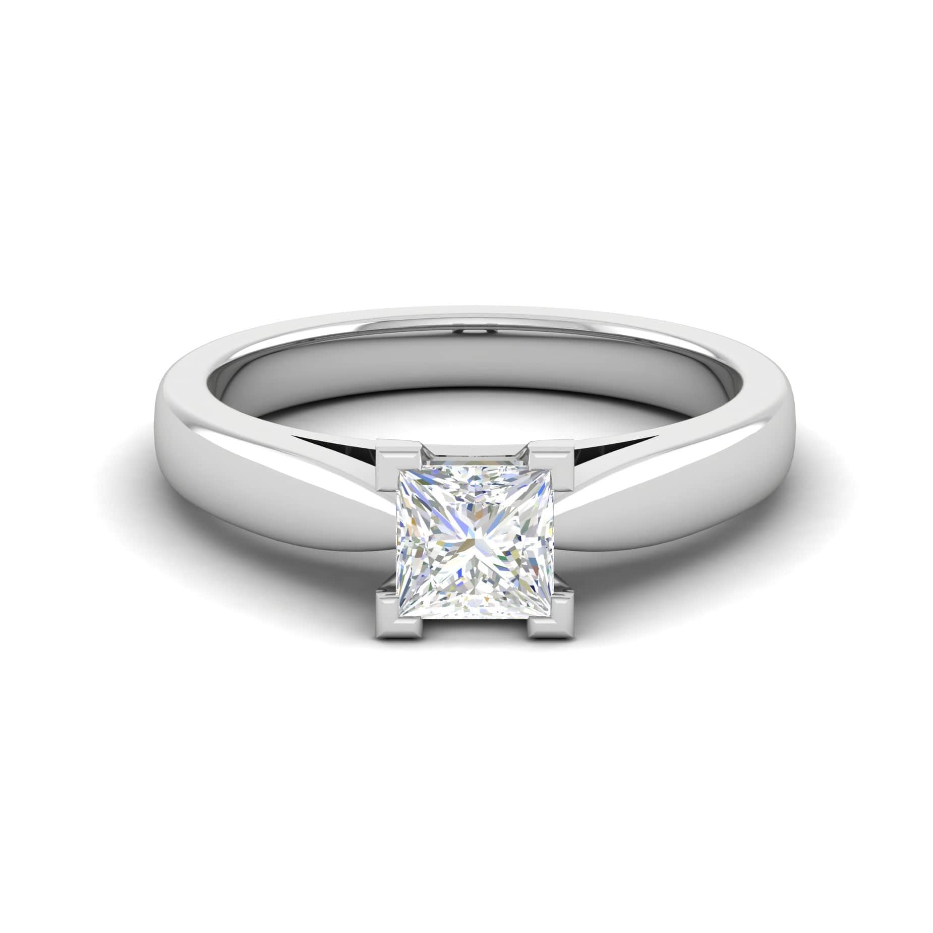 Jewelove™ Rings I VS / Women's Band only 0.30cts Princess Cut Diamond Platinum Solitaire Engagement Ring JL PT 52050