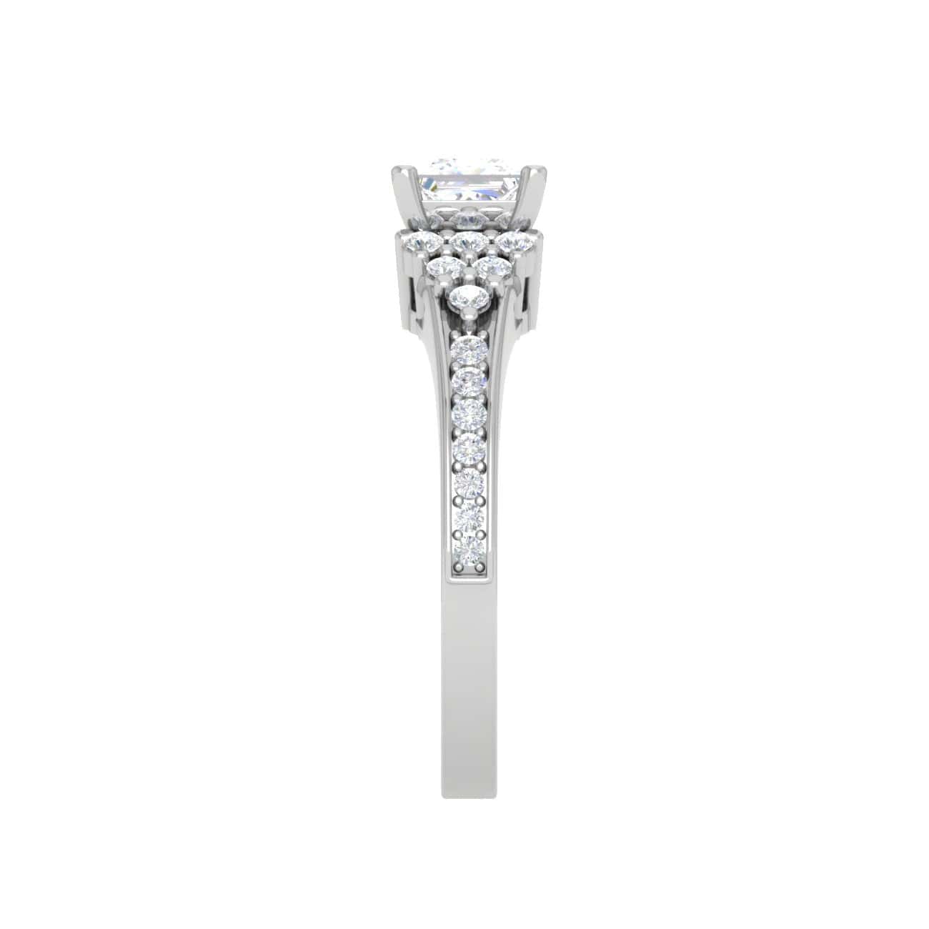 Jewelove™ Rings I VS / Women's Band only 0.30cts. Princess Cut Diamond Shank Platinum Solitaire Engagement Ring JL PT DR7962M