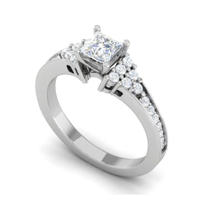 Jewelove™ Rings I VS / Women's Band only 0.30cts. Princess Cut Diamond Shank Platinum Solitaire Engagement Ring JL PT DR7962M