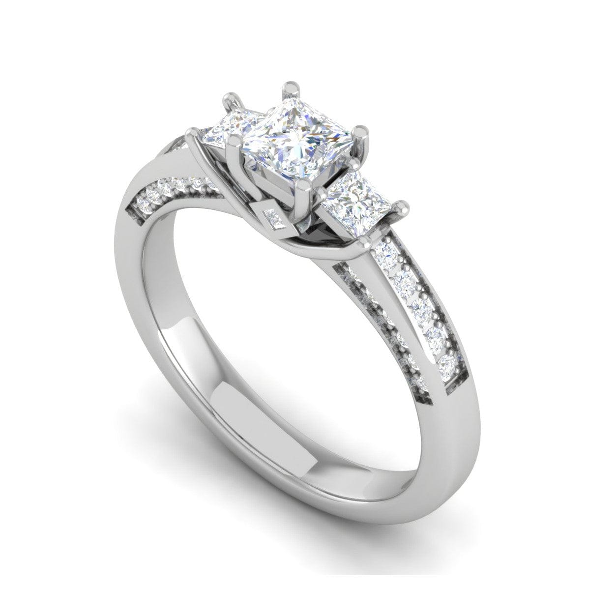 Jewelove™ Rings J VS / Women's Band only 0.30cts. Princess Cut Diamond Split Shank Platinum Ring JL PT RP PR 213