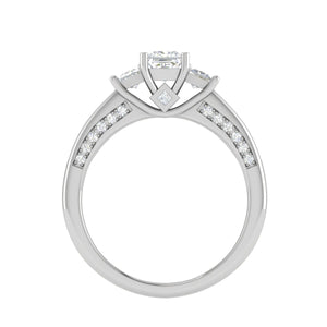 Jewelove™ Rings J VS / Women's Band only 0.30cts. Princess Cut Diamond Split Shank Platinum Ring JL PT RP PR 213