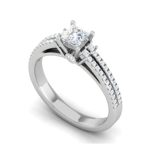 Jewelove™ Rings I VS / Women's Band only 0.30cts. Princess Cut Diamond Split Shank Platinum Solitaire Engagement Ring JL PT DR1430M