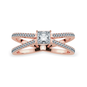 Jewelove™ Rings Women's Band only / VS I 0.30cts. Princess Cut Solitaire Diamond Split Shank 18K Rose Gold Ring JL AU 1170R