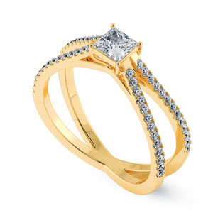 Jewelove™ Rings Women's Band only / VS I 0.30cts. Princess Cut Solitaire Diamond Split Shank 18K Yellow Gold Ring JL AU 1170Y