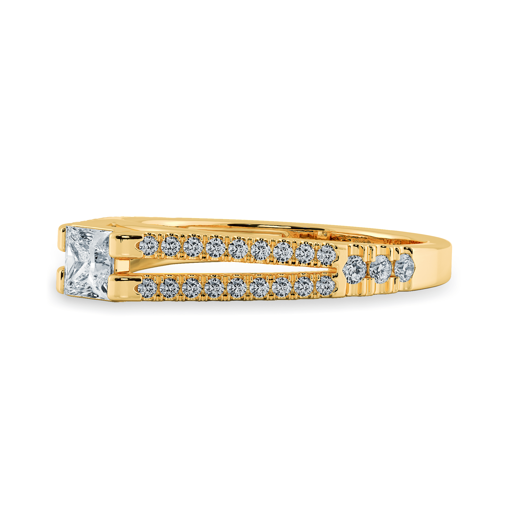 Jewelove™ Rings Women's Band only / VS I 0.30cts. Princess Cut Solitaire Diamond Split Shank 18K Yellow Gold Ring JL AU 1178Y