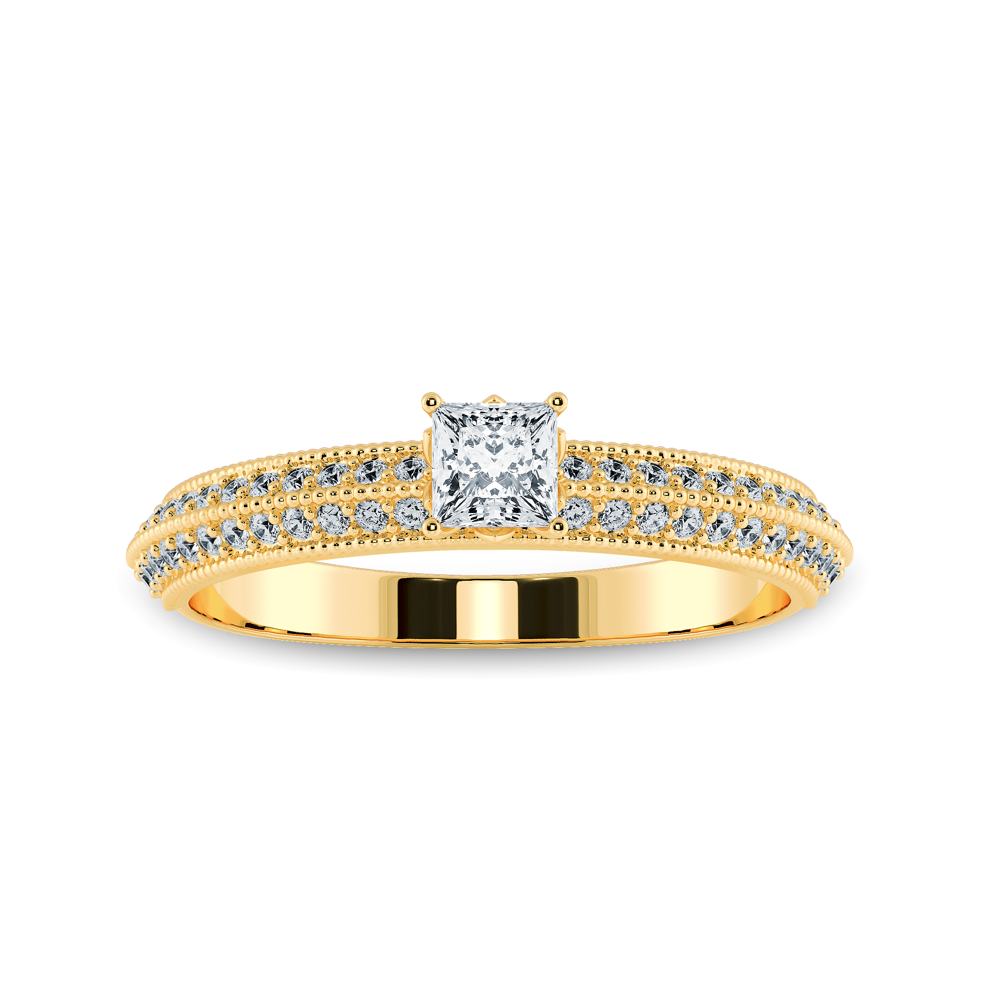 0.30cts. Princess Cut Solitaire Diamond Split Shank 18K Yellow Gold Ring JL  AU 1186Y