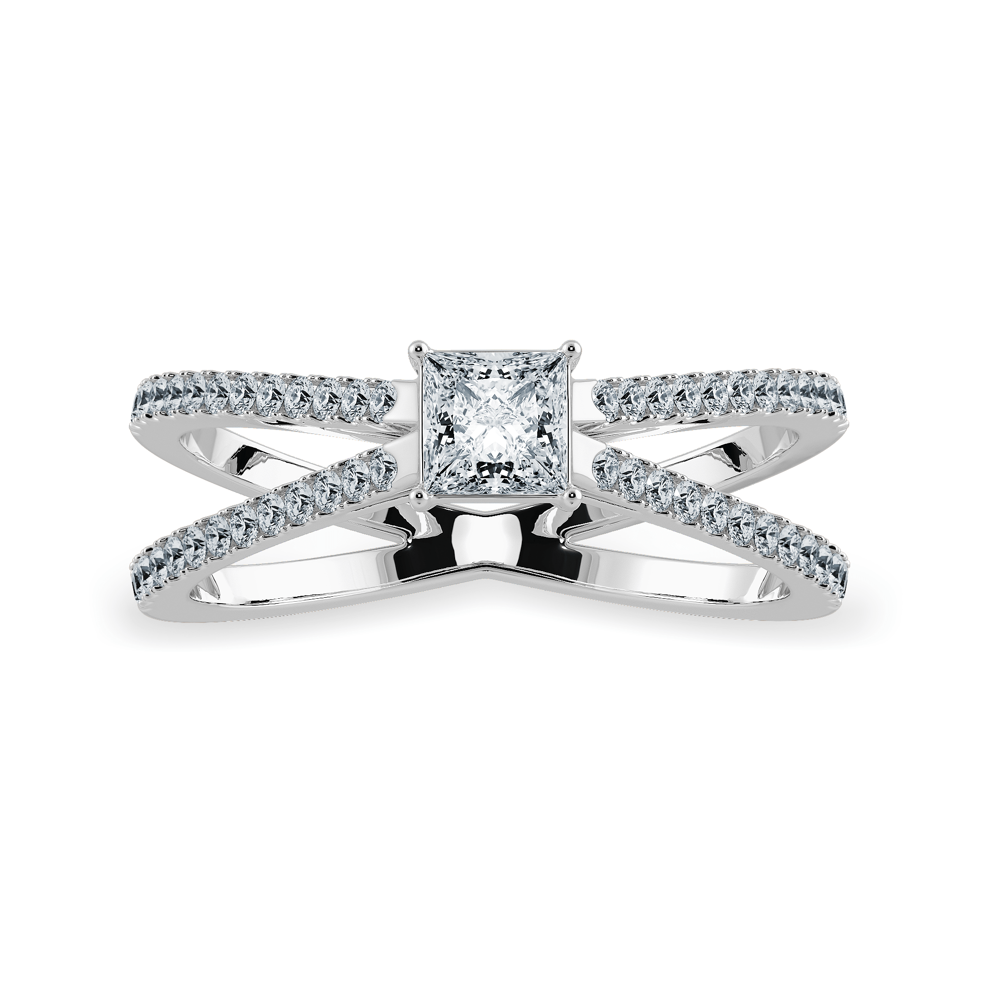 Jewelove™ Rings I VS / Women's Band only 0.30cts Princess Cut Solitaire Diamond Split Shank Platinum Ring JL PT 1170