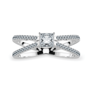 Jewelove™ Rings I VS / Women's Band only 0.30cts Princess Cut Solitaire Diamond Split Shank Platinum Ring JL PT 1170