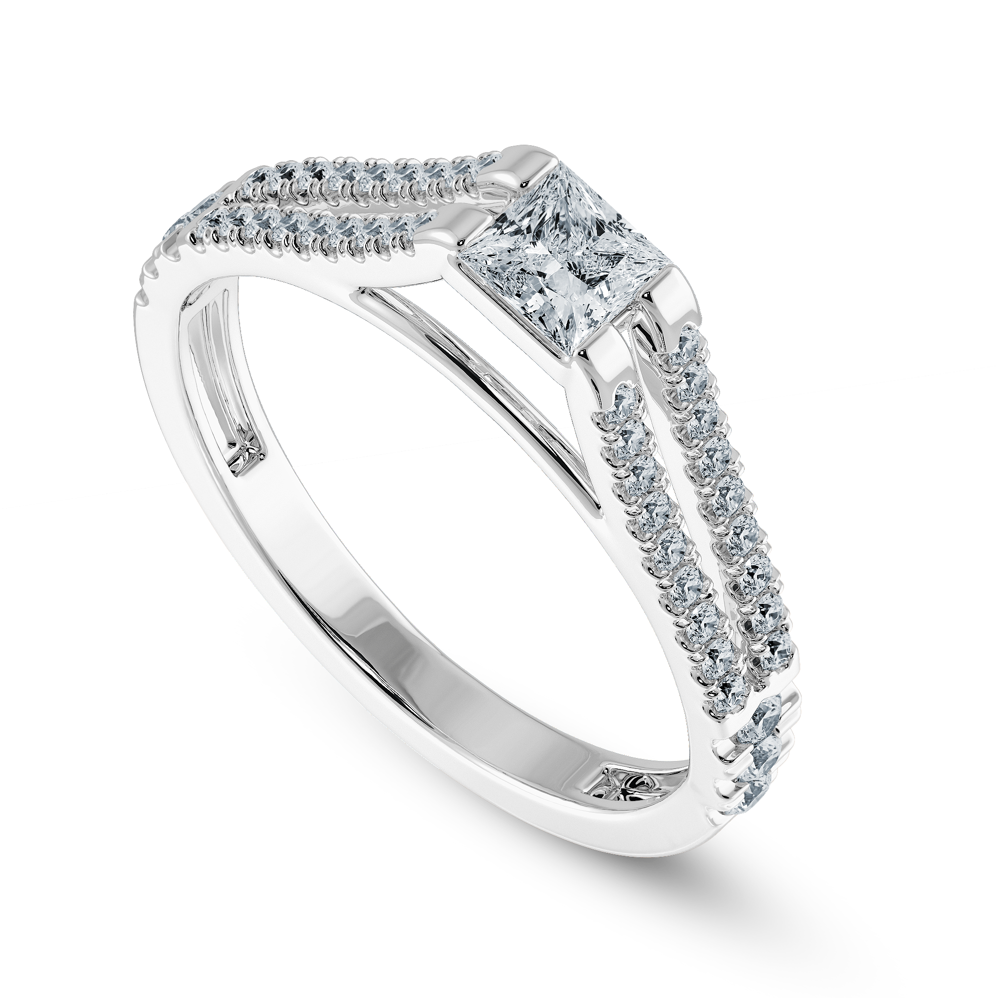 Jewelove™ Rings I VS / Women's Band only 0.30cts Princess Cut Solitaire Diamond Split Shank Platinum Ring JL PT 1178