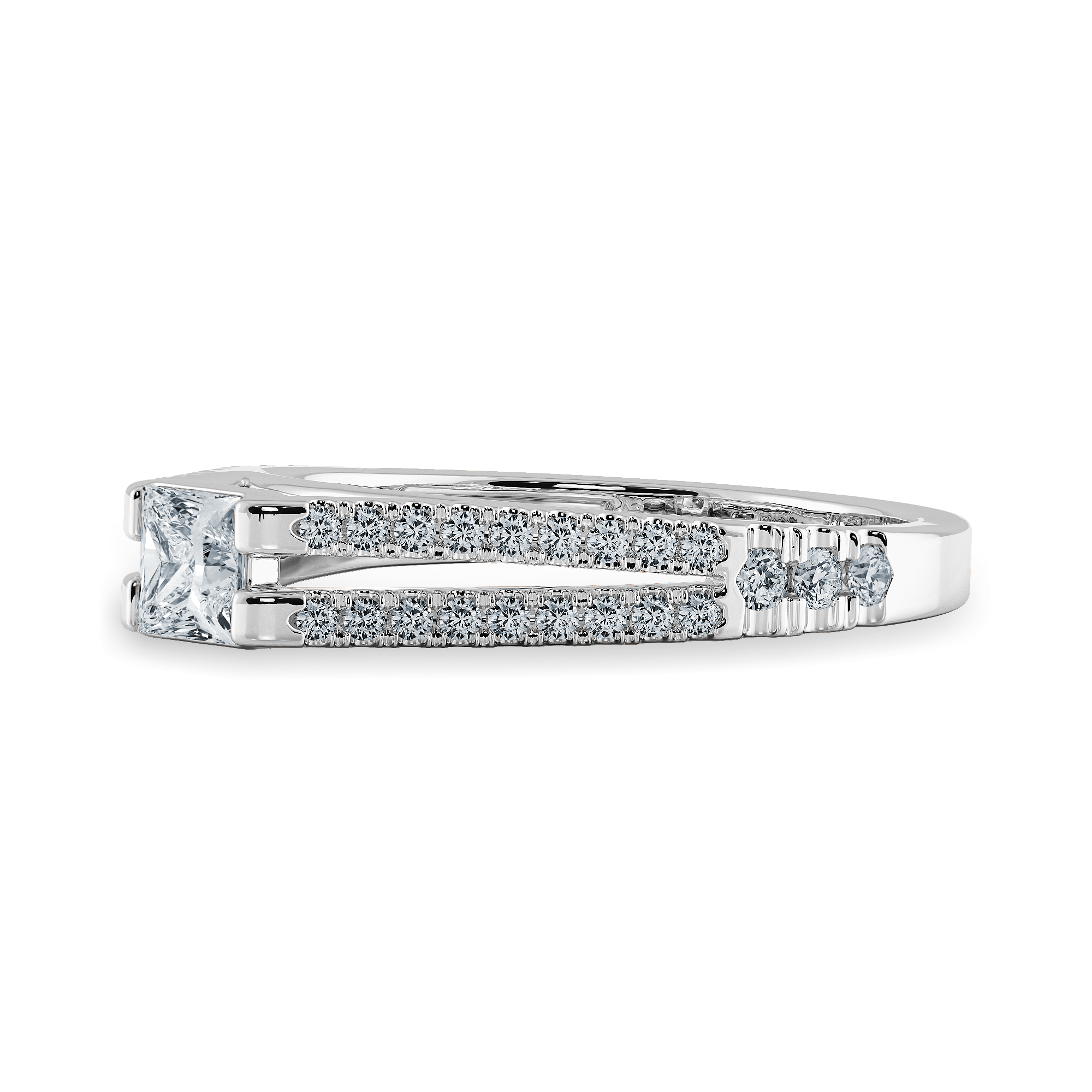 Jewelove™ Rings I VS / Women's Band only 0.30cts Princess Cut Solitaire Diamond Split Shank Platinum Ring JL PT 1178