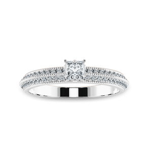 Jewelove™ Rings I VS / Women's Band only 0.30cts Princess Cut Solitaire Diamond Split Shank Platinum Ring JL PT 1186