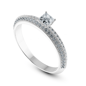 Jewelove™ Rings I VS / Women's Band only 0.30cts Princess Cut Solitaire Diamond Split Shank Platinum Ring JL PT 1186