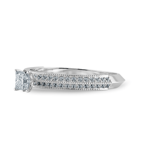 Jewelove™ Rings I VS / Women's Band only 0.30cts Princess Cut Solitaire Diamond Split Shank Platinum Ring JL PT 1186