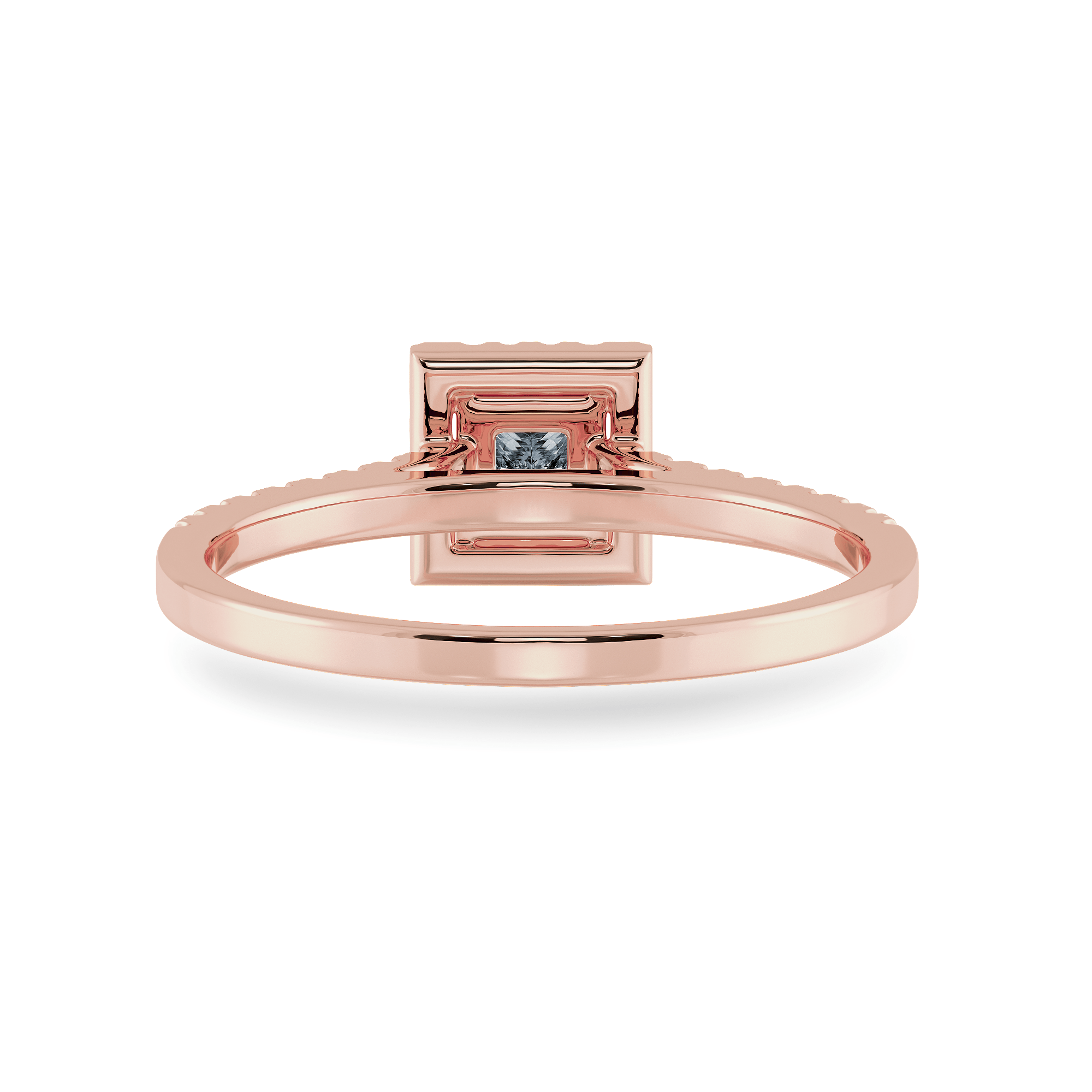 Jewelove™ Rings Women's Band only / VS I 0.30cts. Princess Cut Solitaire Diamond Square Halo Shank 18K Rose Gold Ring JL AU 1194R