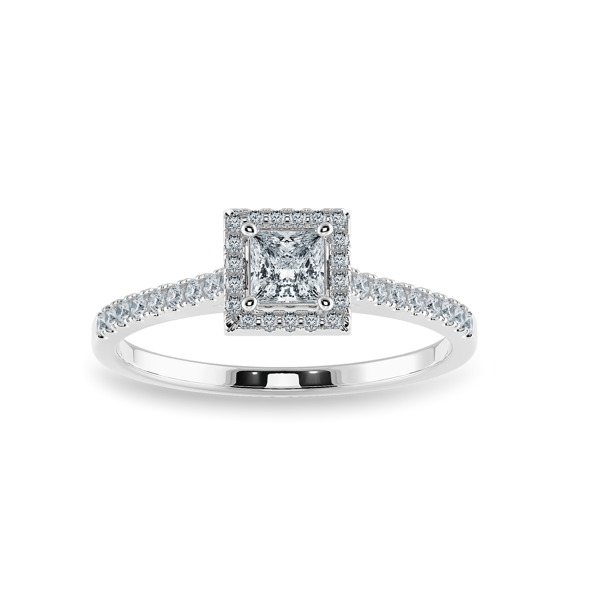 Jewelove™ Rings I VS / Women's Band only 0.30cts Princess Cut Solitaire Diamond Square Halo Shank Platinum Ring JL PT 1194